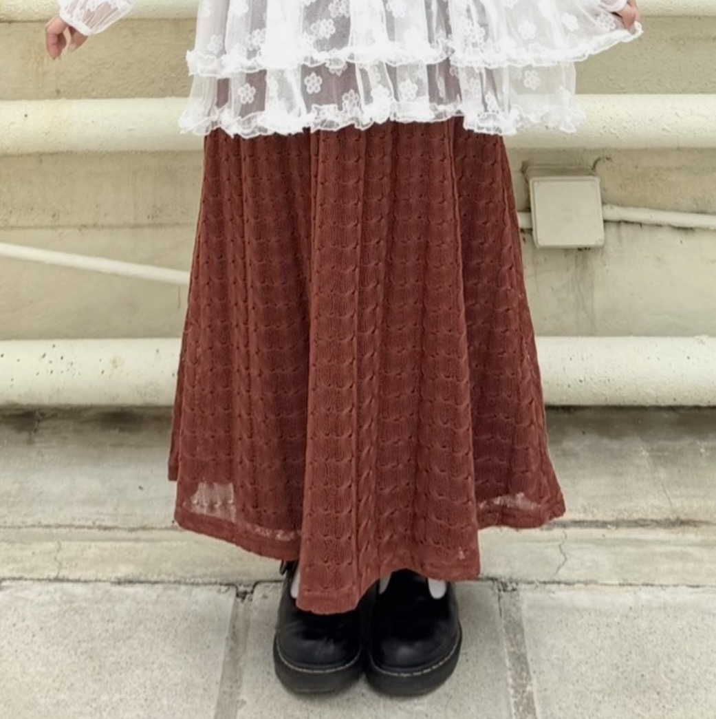 扭扭麻花針織半身裙