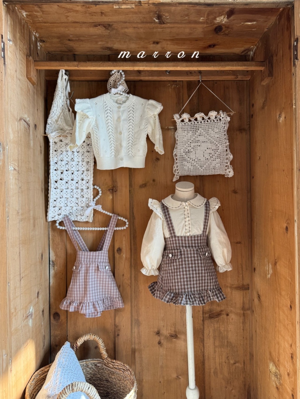 韓國🇰🇷marron格紋假口袋吊帶裙(XS-L)