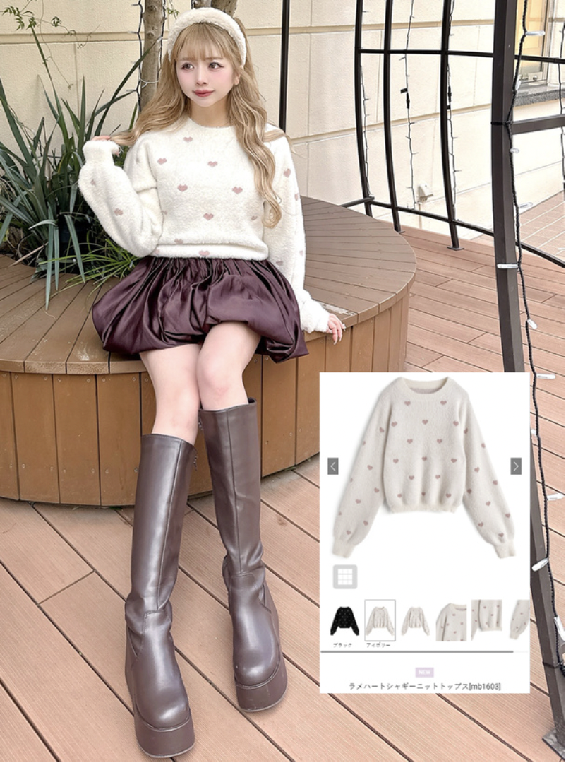 （停產） JP1182｜超可愛滑捋捋心心針織毛衣₊˚⊹♡♡♡