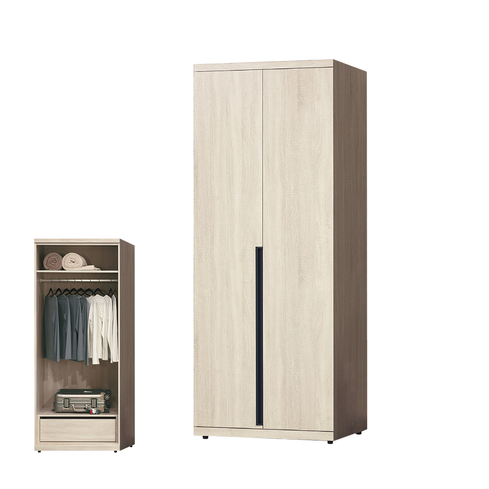 柏蒂家居-伯克2.7尺二門單吊衣櫃