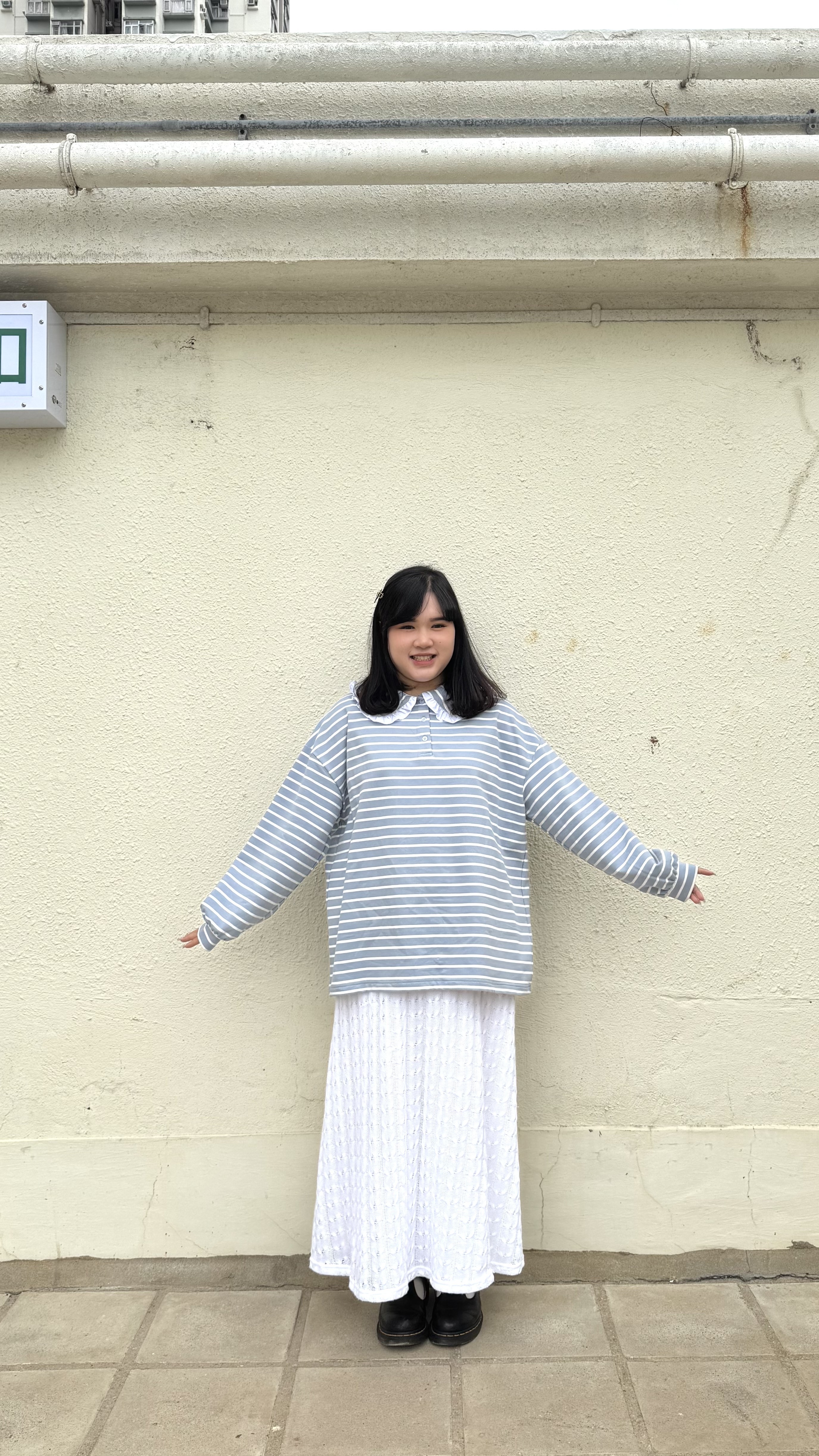 花邊反領橫暗Top