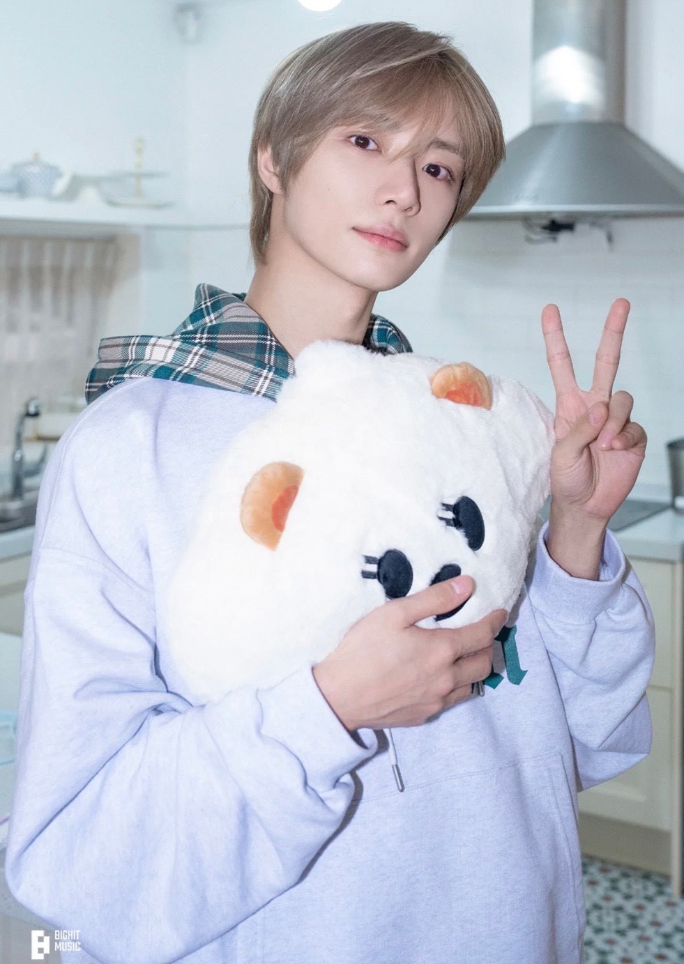 HOODHOOD拼接帽踢 格紋帽 TXT杋圭同款 TXT