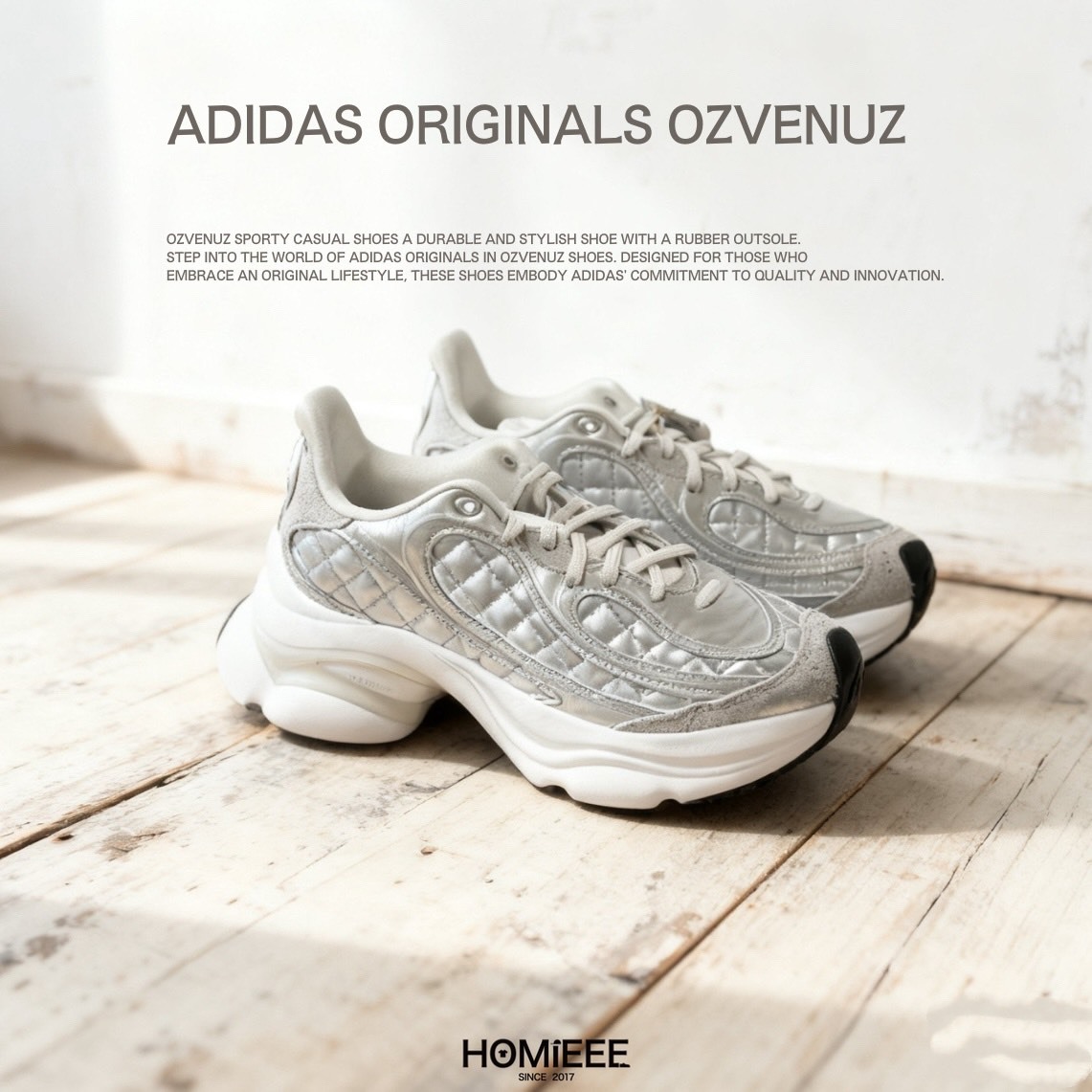 Adidas Ozvenuz 厚底鞋 增高 小香風 菱格紋 白銀 女鞋 [KJ3971]