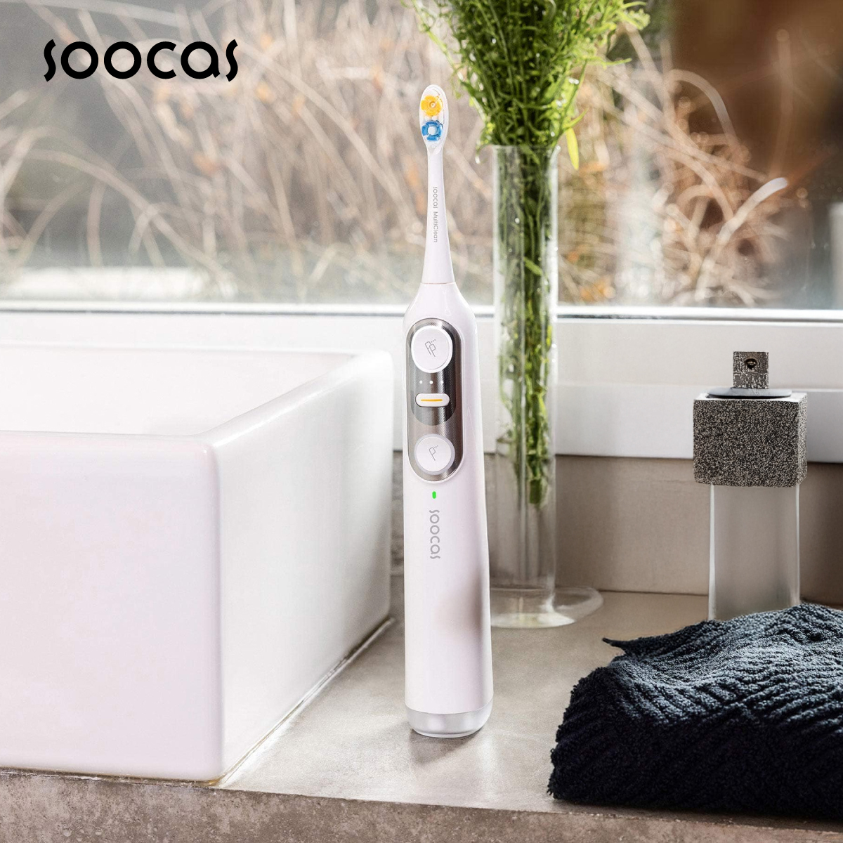 Soocas NEOS II 全效沖牙音波電動牙刷 一年潔牙組 (珍珠白)