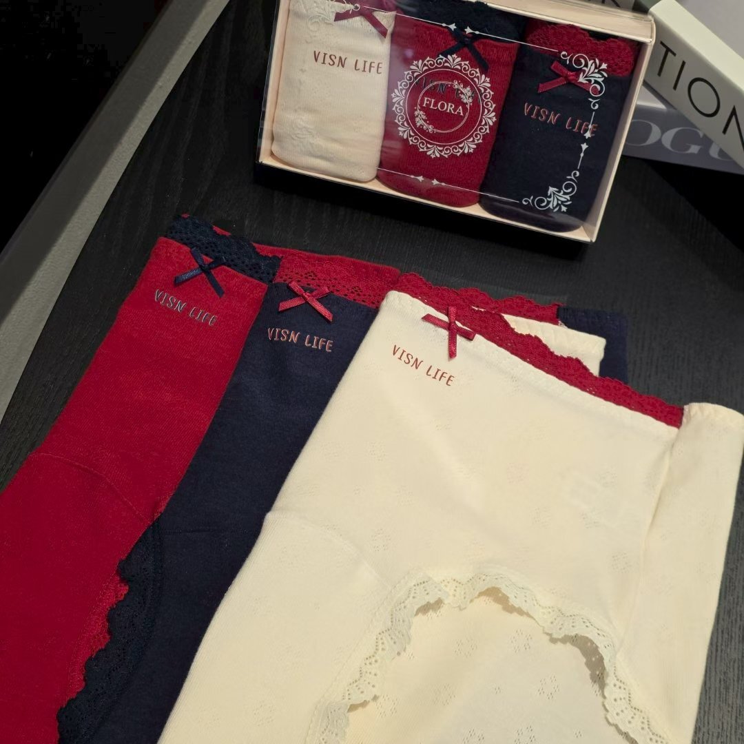 FL5505 拼色紅邊花紋內褲 3條套裝 *特價* (充值購物金不適用)