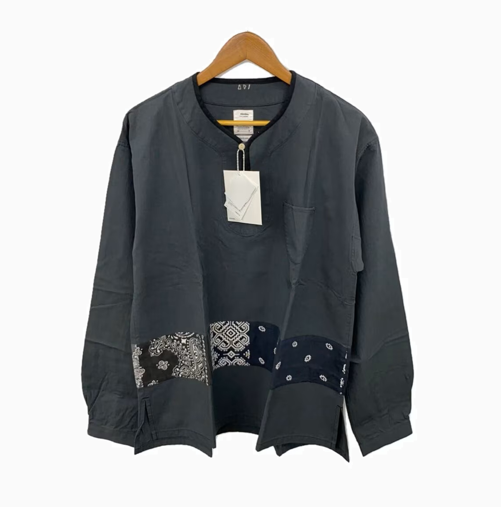 VISVIM BORDER TUNIC P.O. VT BANDANA SHIRT L/S *F.I.L. EXCLUSIVE (( USED S )) *近未使用品 - BLACK SIZE 3 PRE ORDER ITEM (預訂中)