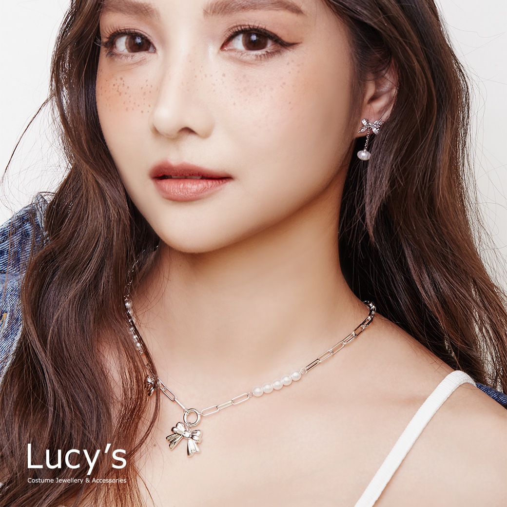 珠光蝴蝶結 項鍊 (三色) (126311/126312/126313)