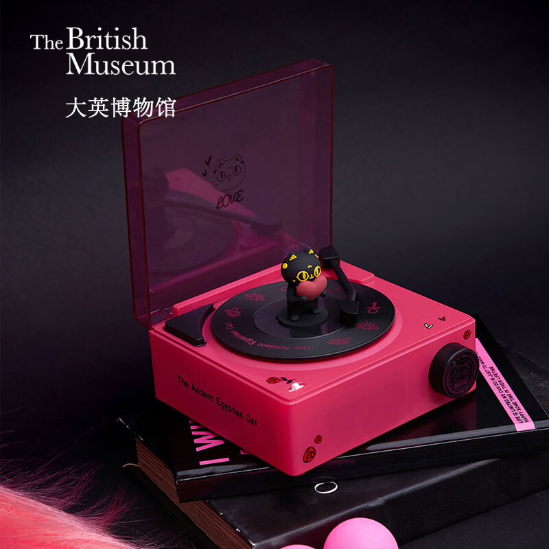 大英博物館｜安德森貓和她的朋友們系列｜愛心貓仿黑膠唱片機藍牙音響