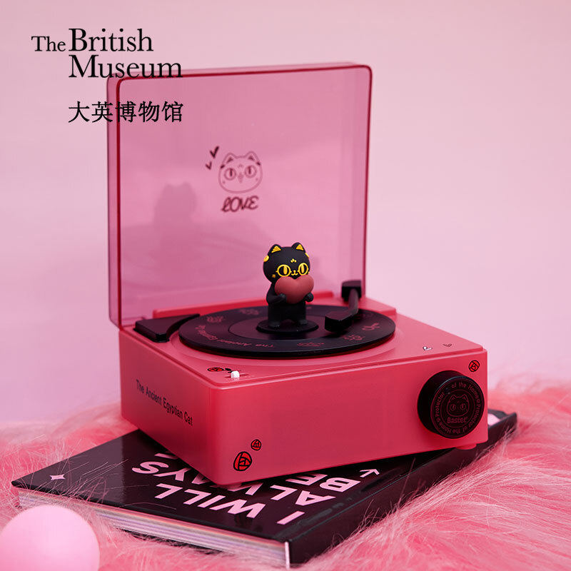 大英博物館｜安德森貓和她的朋友們系列｜愛心貓仿黑膠唱片機藍牙音響