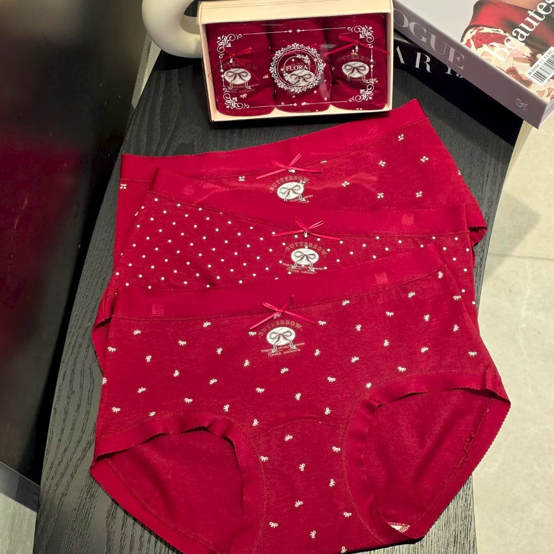 FL5523 新年紅色系點點內褲 3條套裝 *特價* (充值購物金不適用)