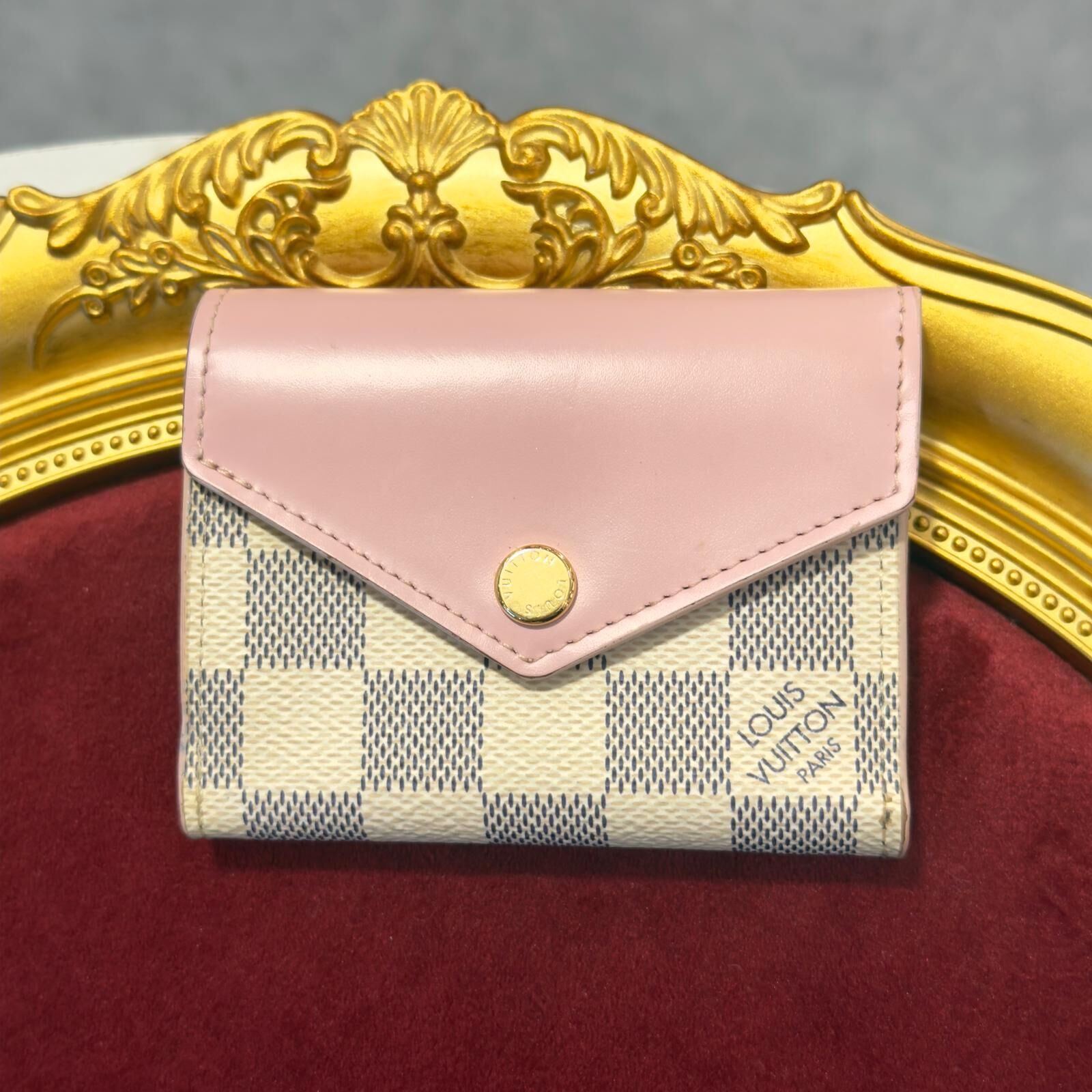 95%NEW二手LV短銀包, N60292, 粉色/白色棋盤格, 三折款帆布, ZOE DAMIER AZUR #香榭站正品