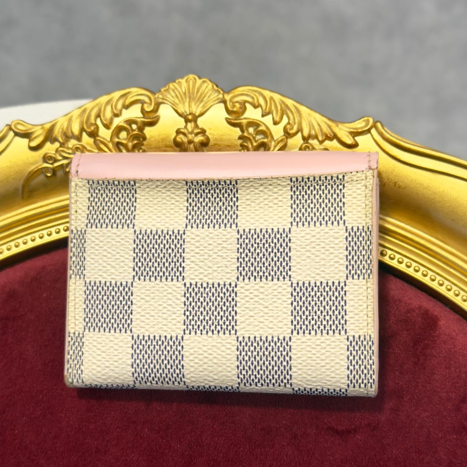 95%NEW二手LV短銀包, N60292, 粉色/白色棋盤格, 三折款帆布, ZOE DAMIER AZUR #香榭站正品