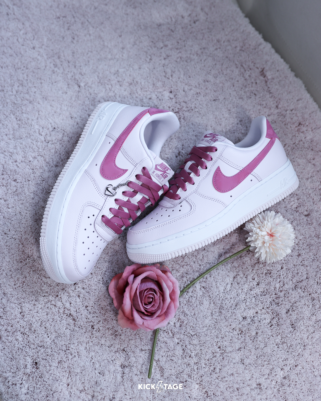女鞋 NIKE W AIR FORCE 1 '07 'Valentine's Day' 櫻花粉 情人節 愛心 皮革 休閒鞋【IO8755-600】AF1 VDAY
