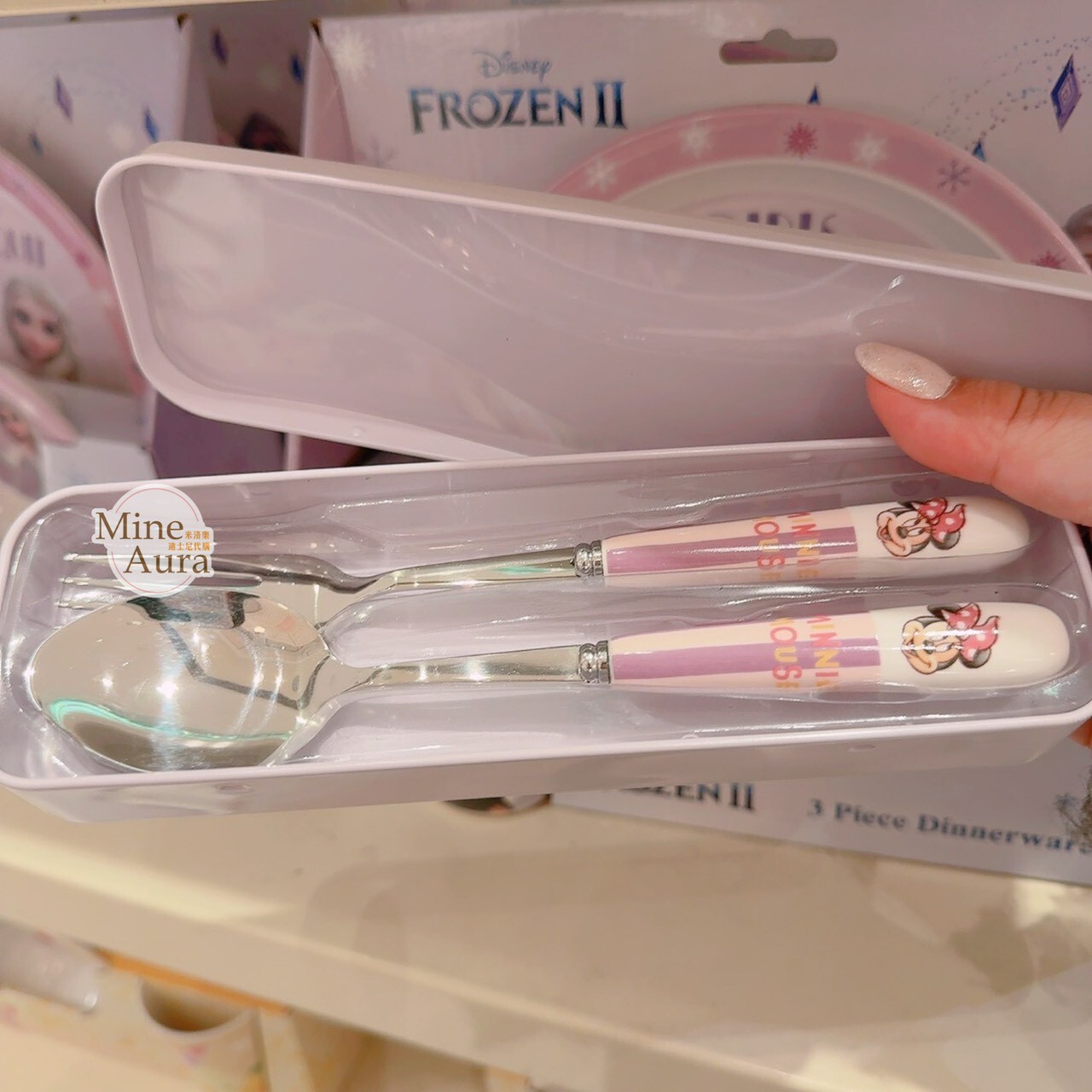 米妮 Minnie 隨身 湯匙 + 叉子 餐具 組 -香港迪士尼樂園