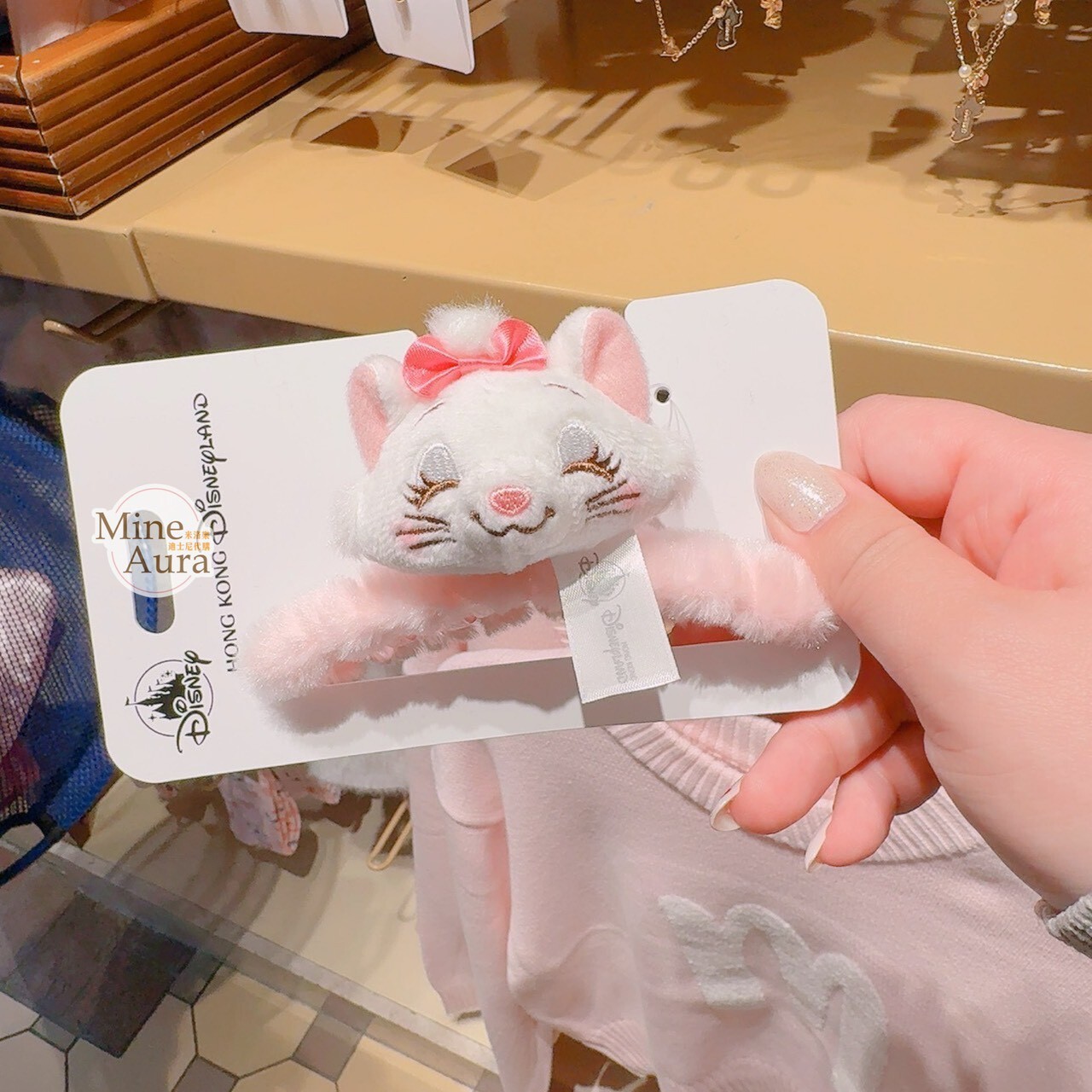 瑪莉貓 Marie 大頭造型 絨毛 髮夾 髮抓 鯊魚夾 貓兒歷險記 The Aristocats -香港迪士尼樂園