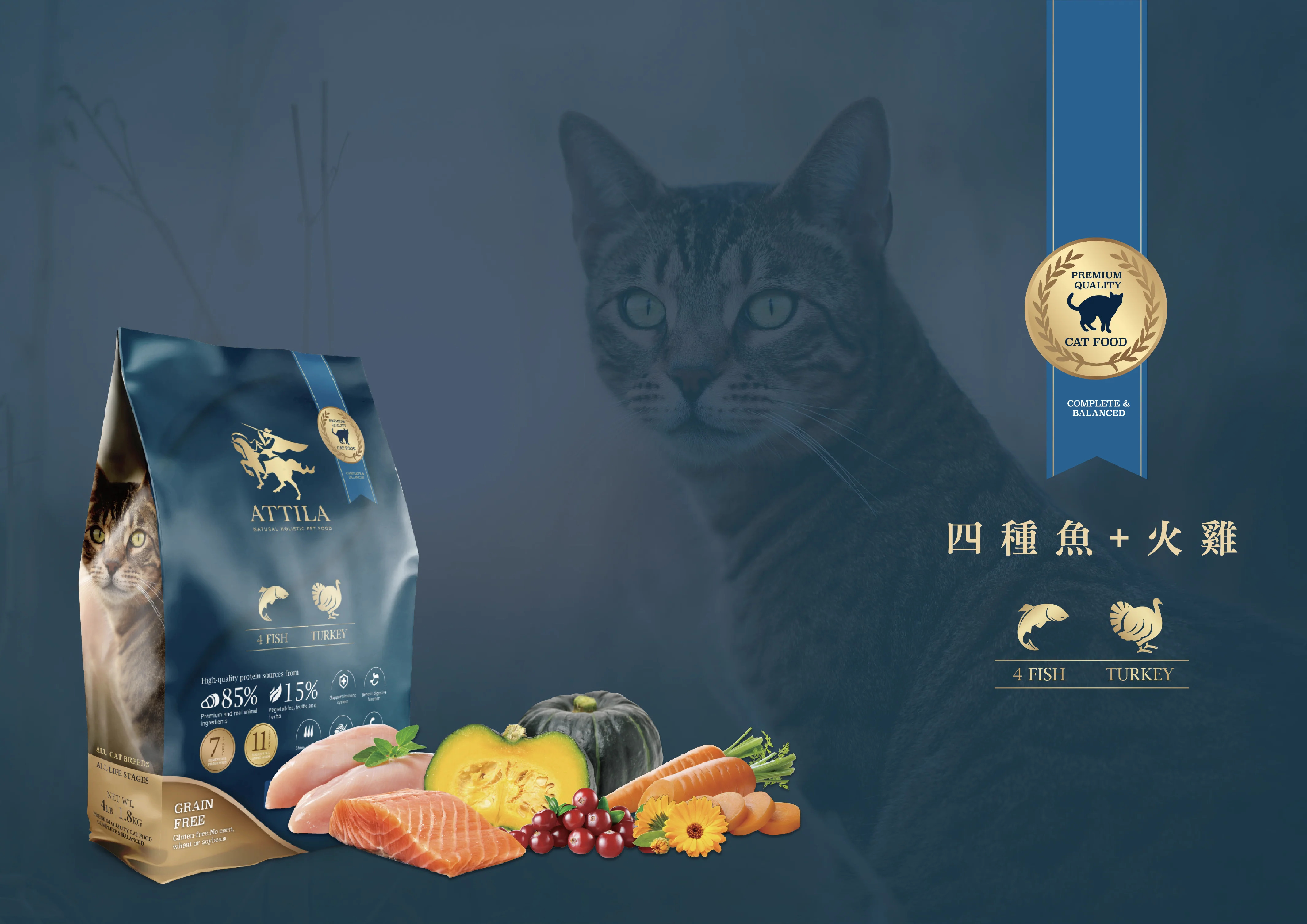 ATTILA 阿提拉 (四種魚+火雞) 貓糧