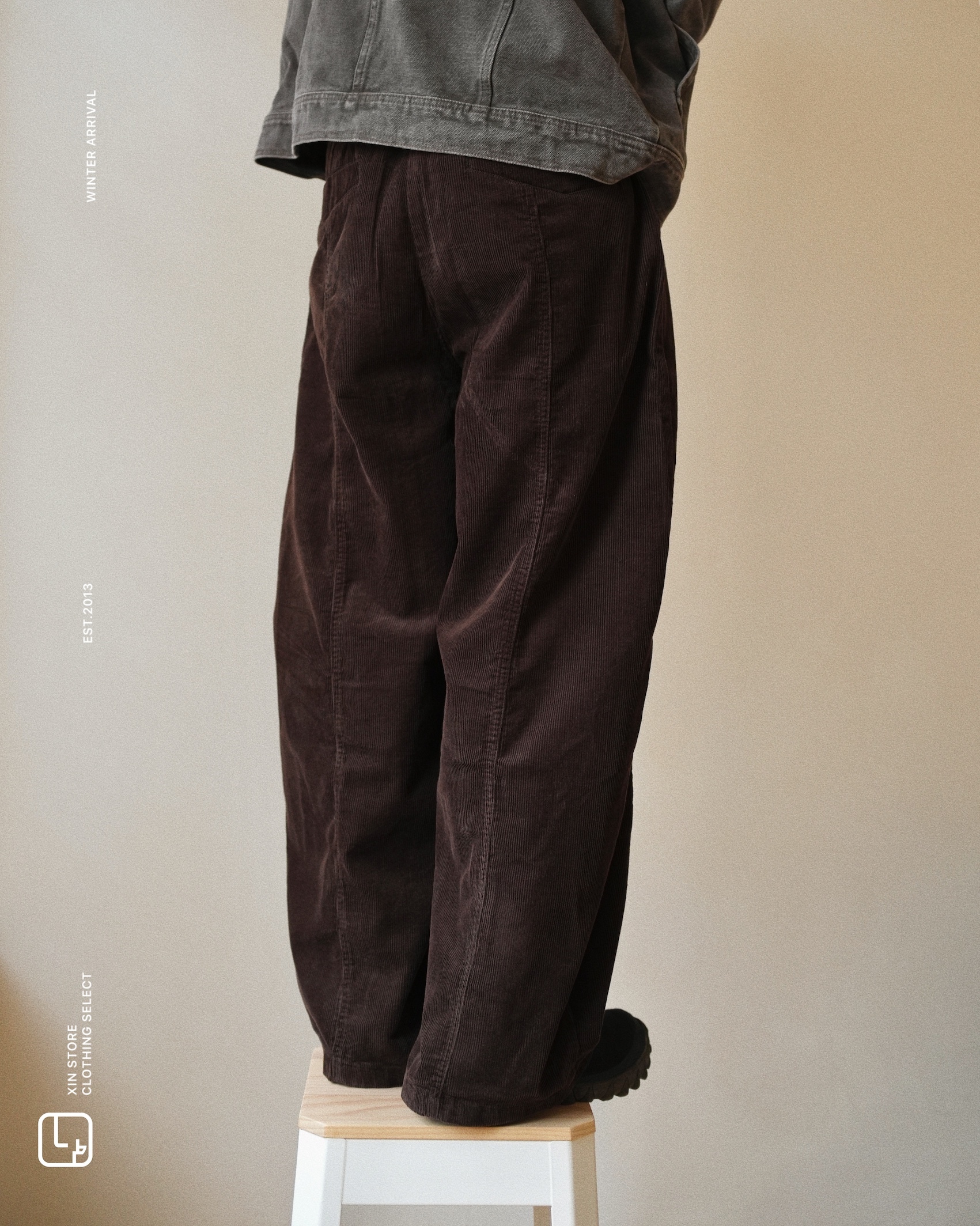 <新品現貨!!>XIN SELECT 燈心絨 雙褶 長褲 彎刀褲 棕色 CK6935