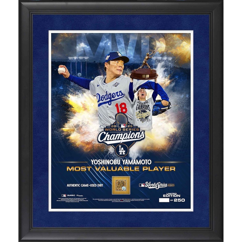 MLB匾額 Yoshinobu Yamamoto 洛杉磯道奇 山本由伸 世界大賽 MVP 實戰紅土 官方認證 Fanatics Authentic 全球限量250組 全新 隨機出貨 無法挑選編號