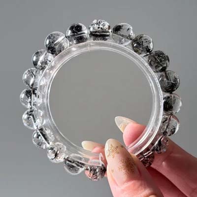 果石精選黑閃靈鑽手鍊