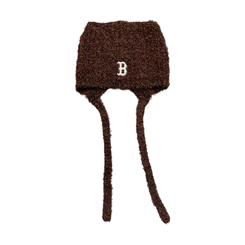 MLB 貓耳針織吊帶毛帽 咖 3ABNV0756GP007