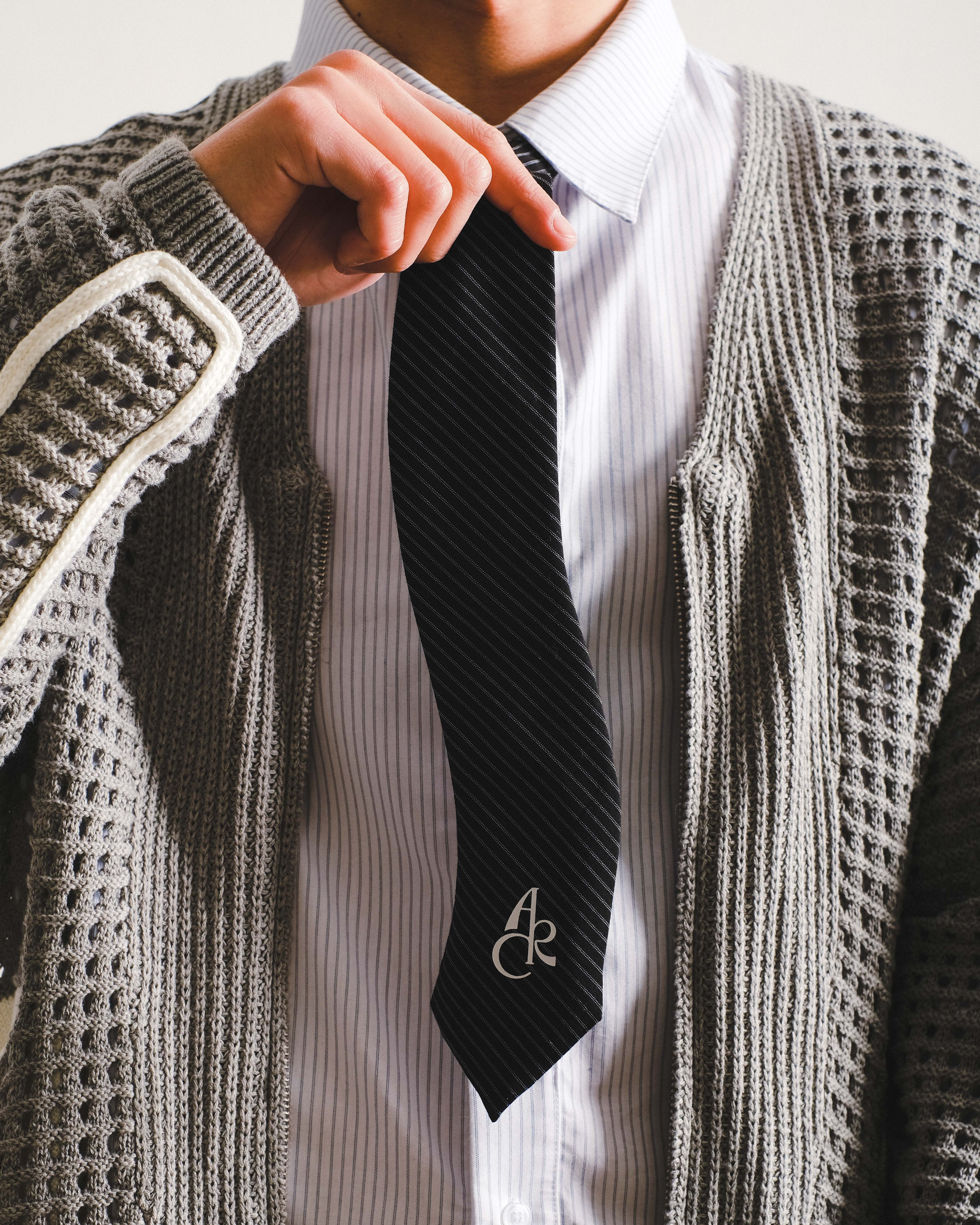 ARC BASIC STRIPED TIE - BLACK