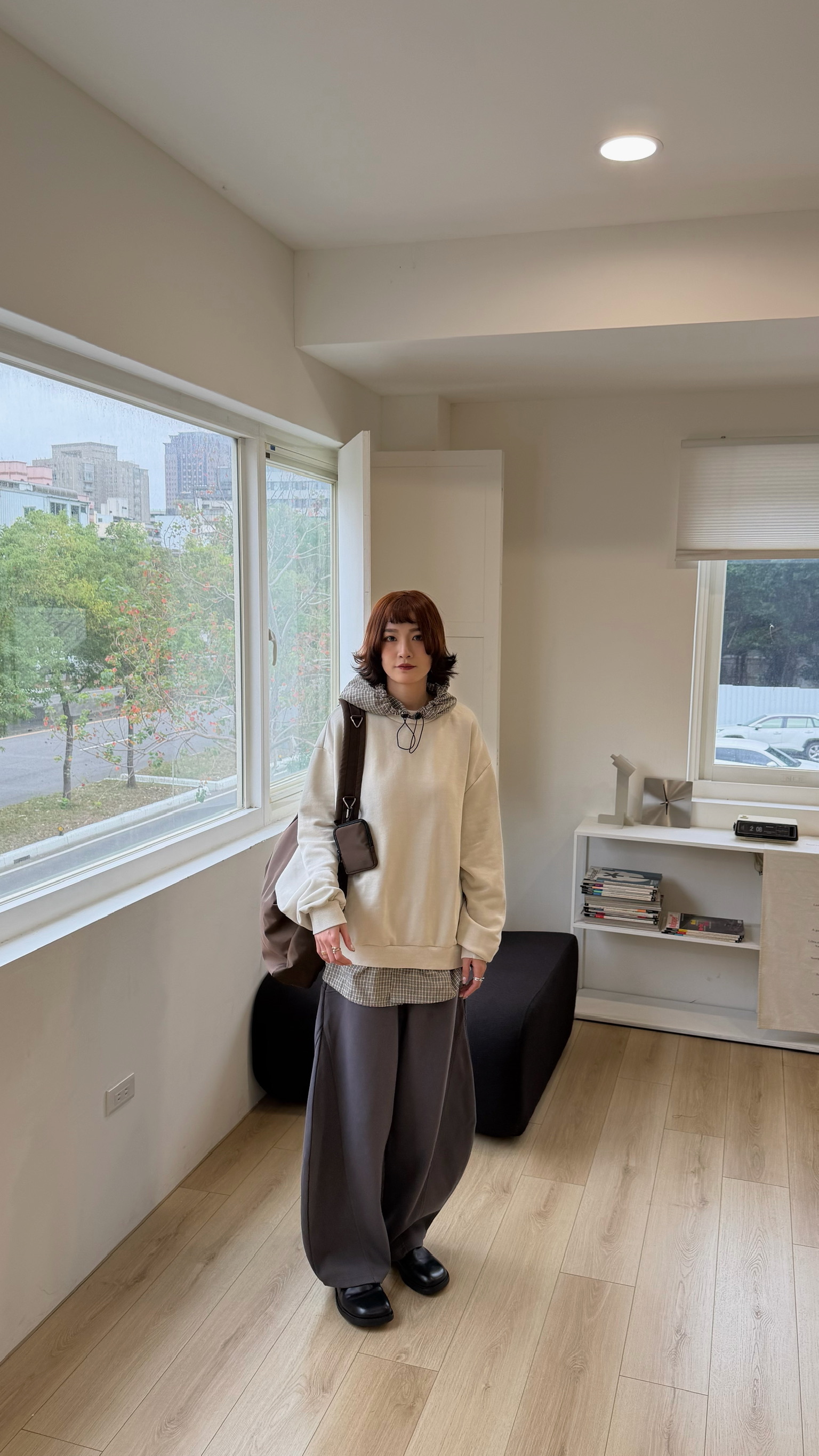 毛巾料拼格紋帽Tee