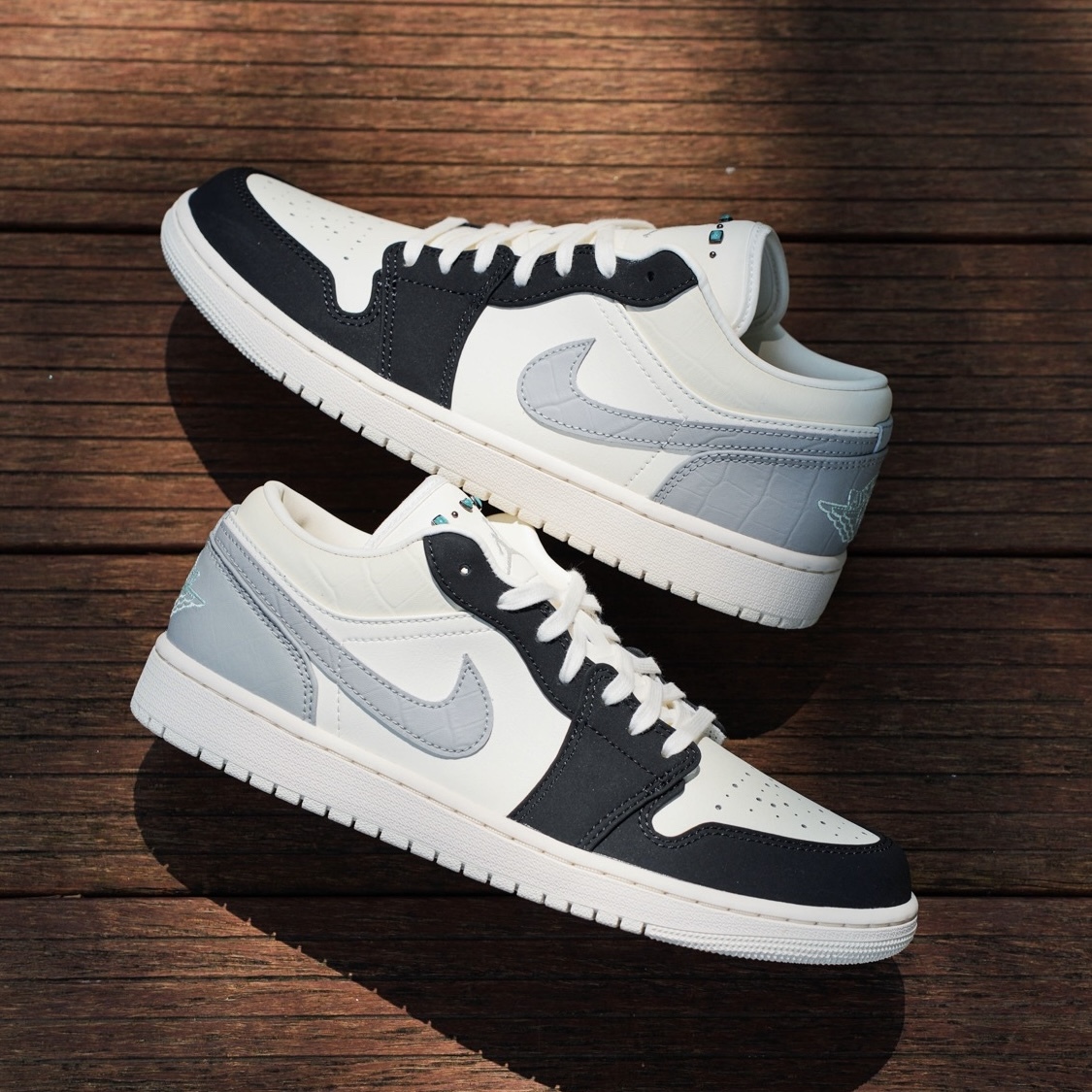 NIKE AIR JORDAN AJ1 LOW 喬丹 白灰 灰黑 寶石綠鑽 低筒 男鞋 IO2242-101