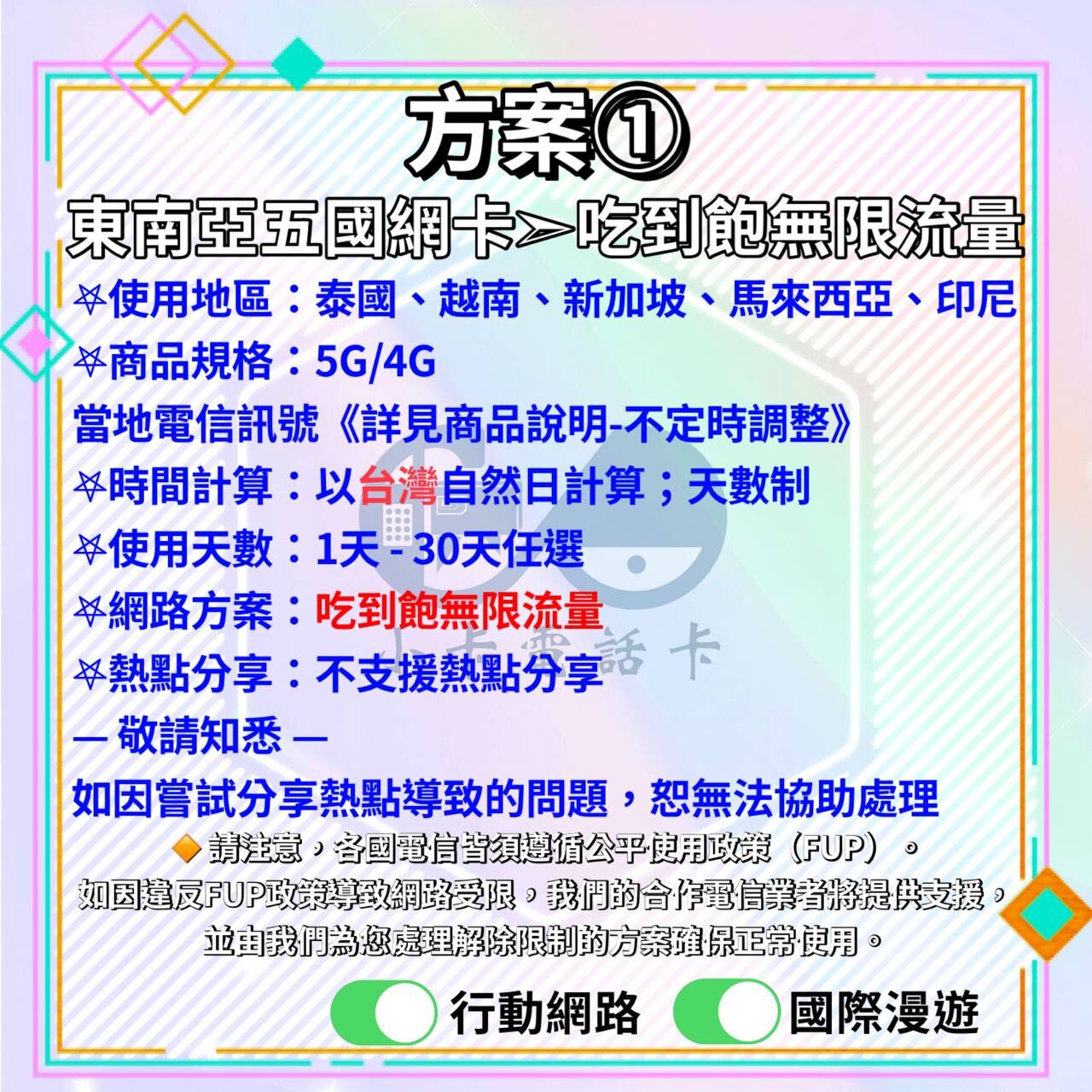 【SIM卡】東南亞五國通用網卡｜大流量·泰越新馬印〈隨插即用、免實名、現貨寄送〉