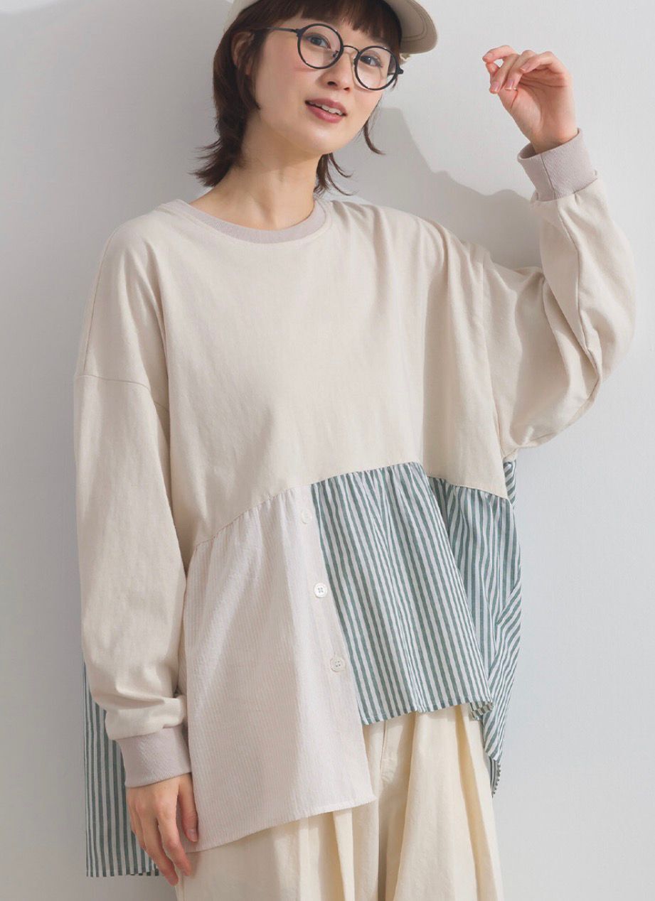 【預購】JN0209101 LUPILIEN 設計感拼接長袖上衣