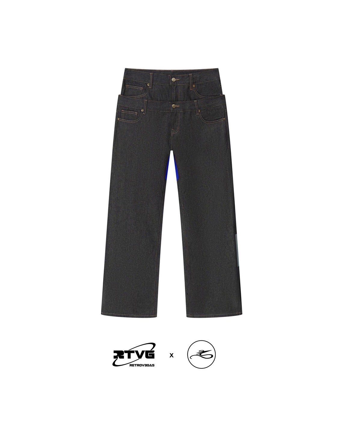 RTVG x SLIME LOVE 限量聯名 雙褲頭 皮帶頭 克萊因藍蛇原色牛王 原牛 牛仔褲 藍蛇