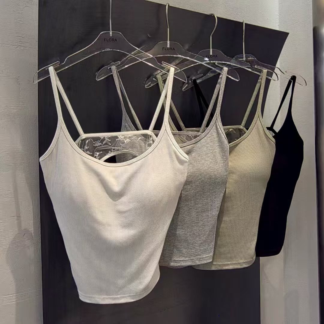 FL5540 坑紋蕾絲美背細肩帶背心 *特價* (優惠碼同充值購物金不適用)