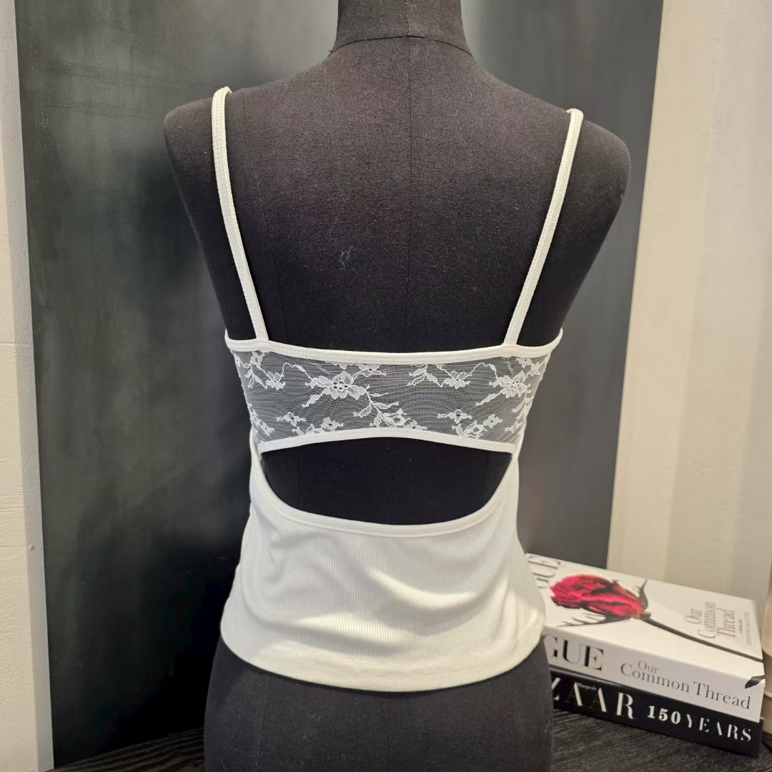 FL5540 坑紋蕾絲美背細肩帶背心 *特價* (優惠碼同充值購物金不適用)