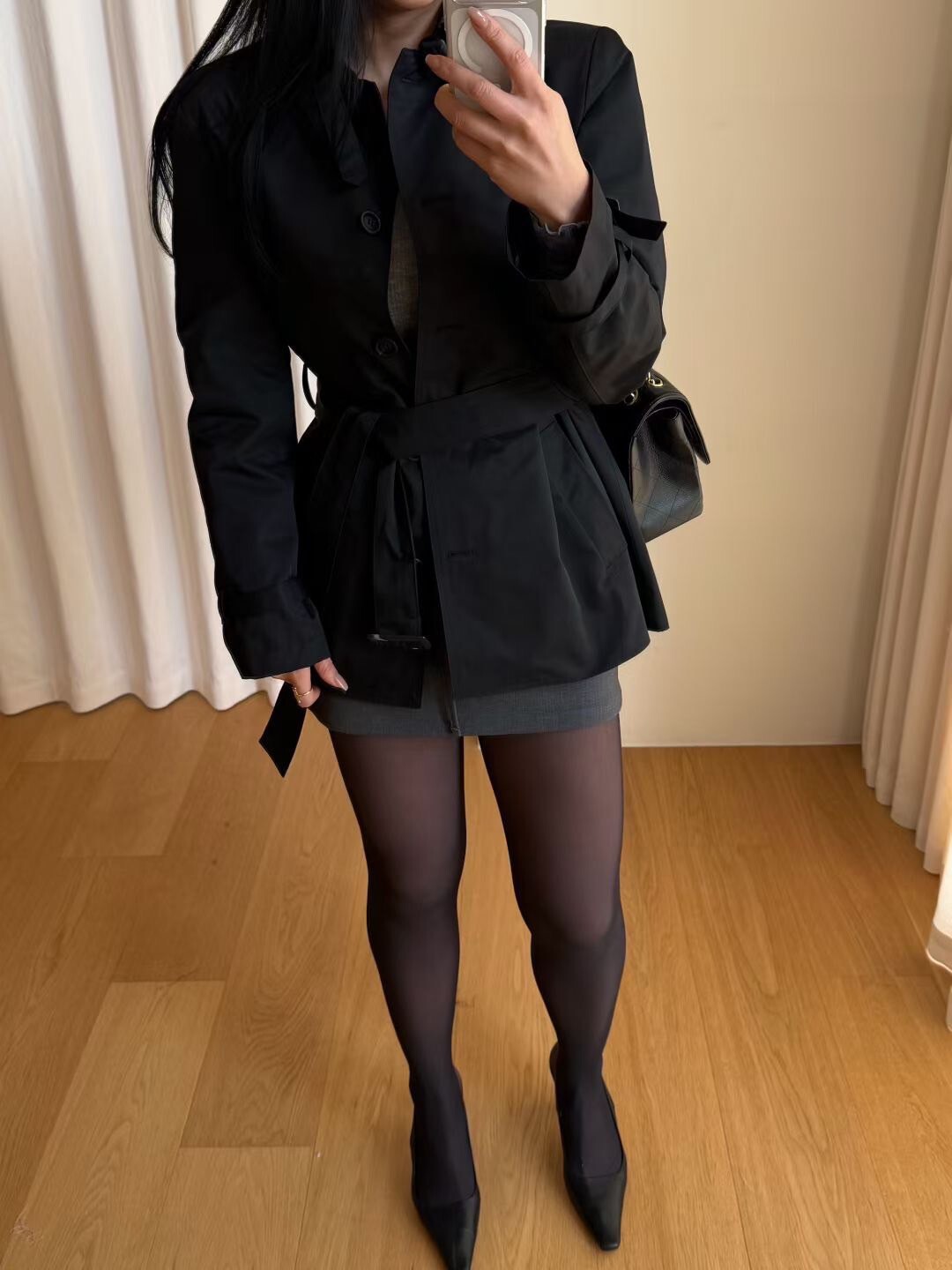 俐落感雙排釦造型翻領風衣外套-附腰帶 / 2色