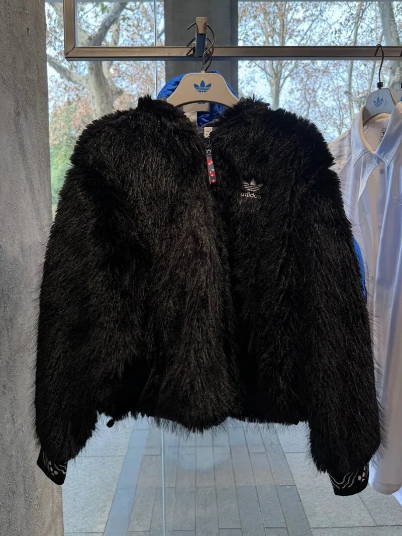 ADIDAS X FEIFEI RUAN 聯名款 連帽 毛毛外套
