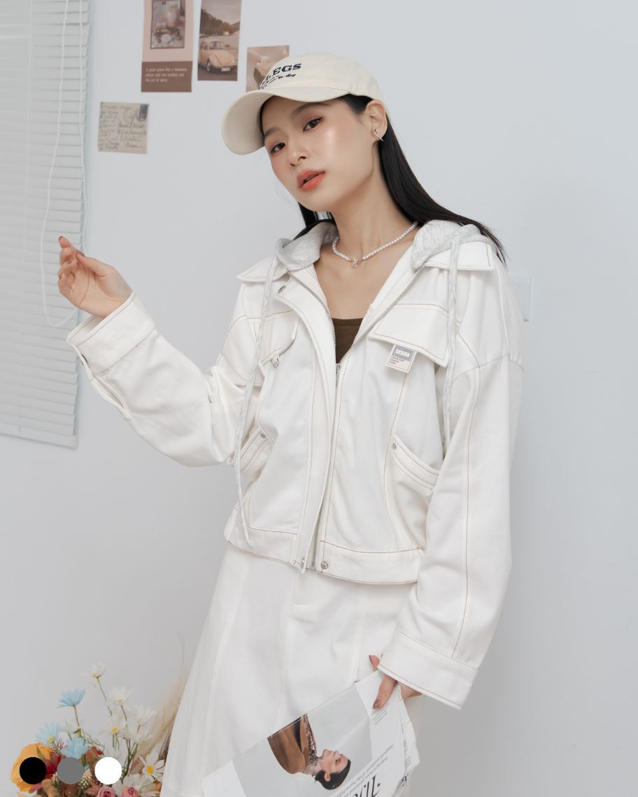 街頭感工裝抽繩外套