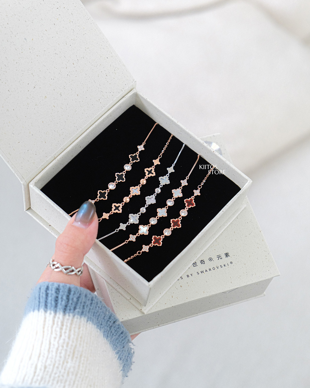 【預購】Liyi99 x Swarovski 施華洛世奇水晶 四葉草 手鍊 五色