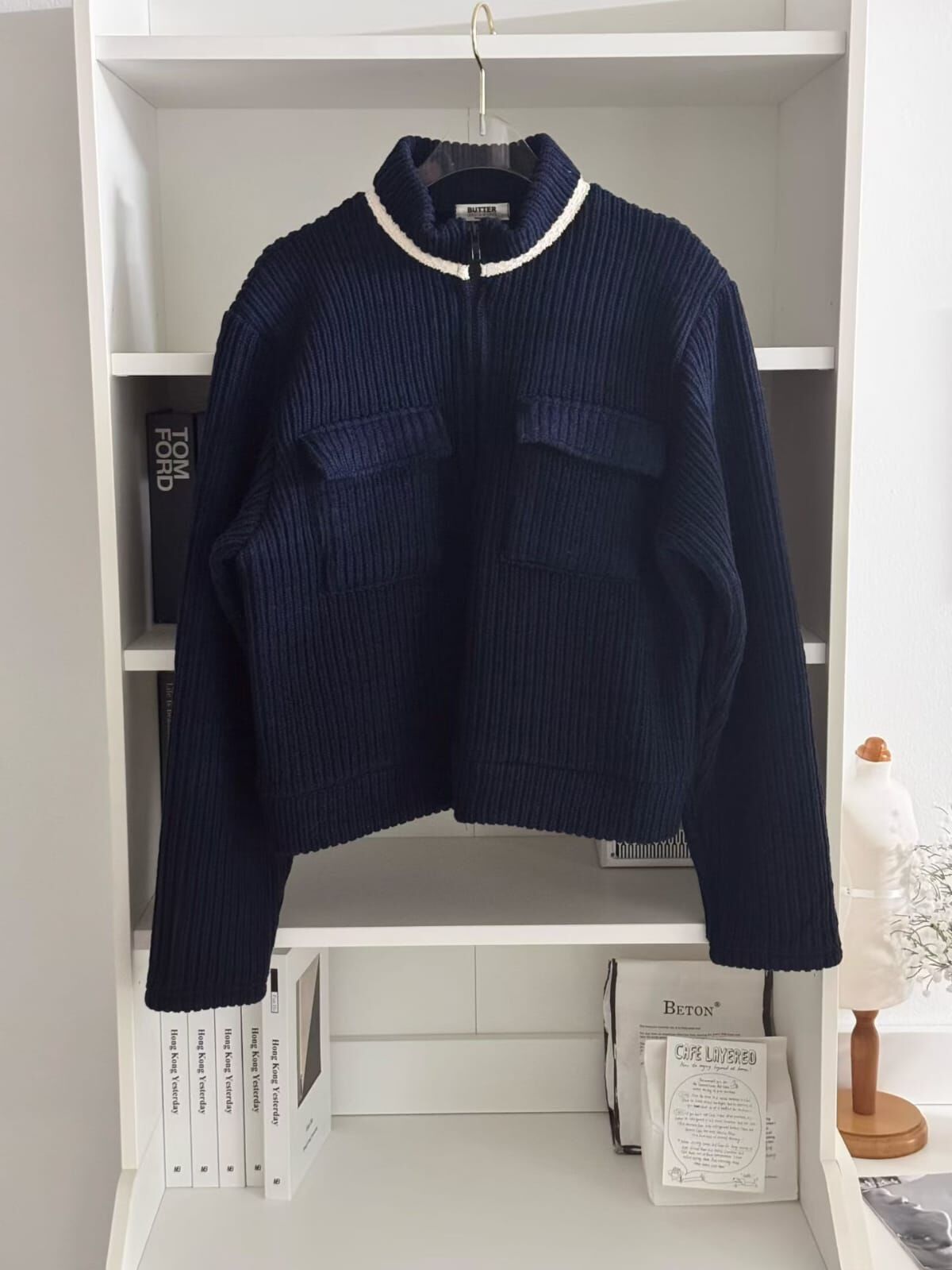 BU5507 羊毛坑紋針織口袋外套 *特價* (充值購物金不適用)