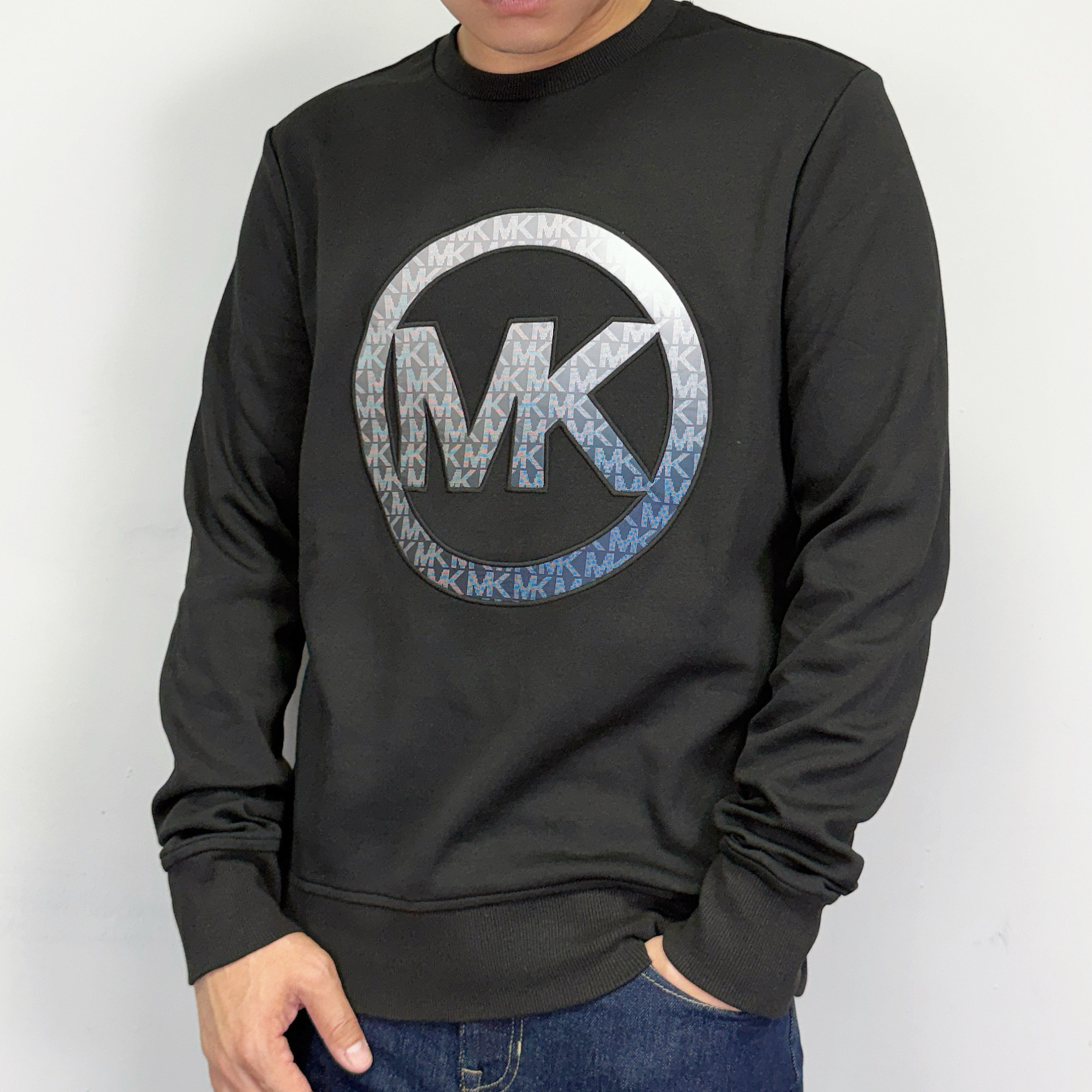 Michael Kors MK 電繡漸層滿標圓標 大學T 長袖上衣