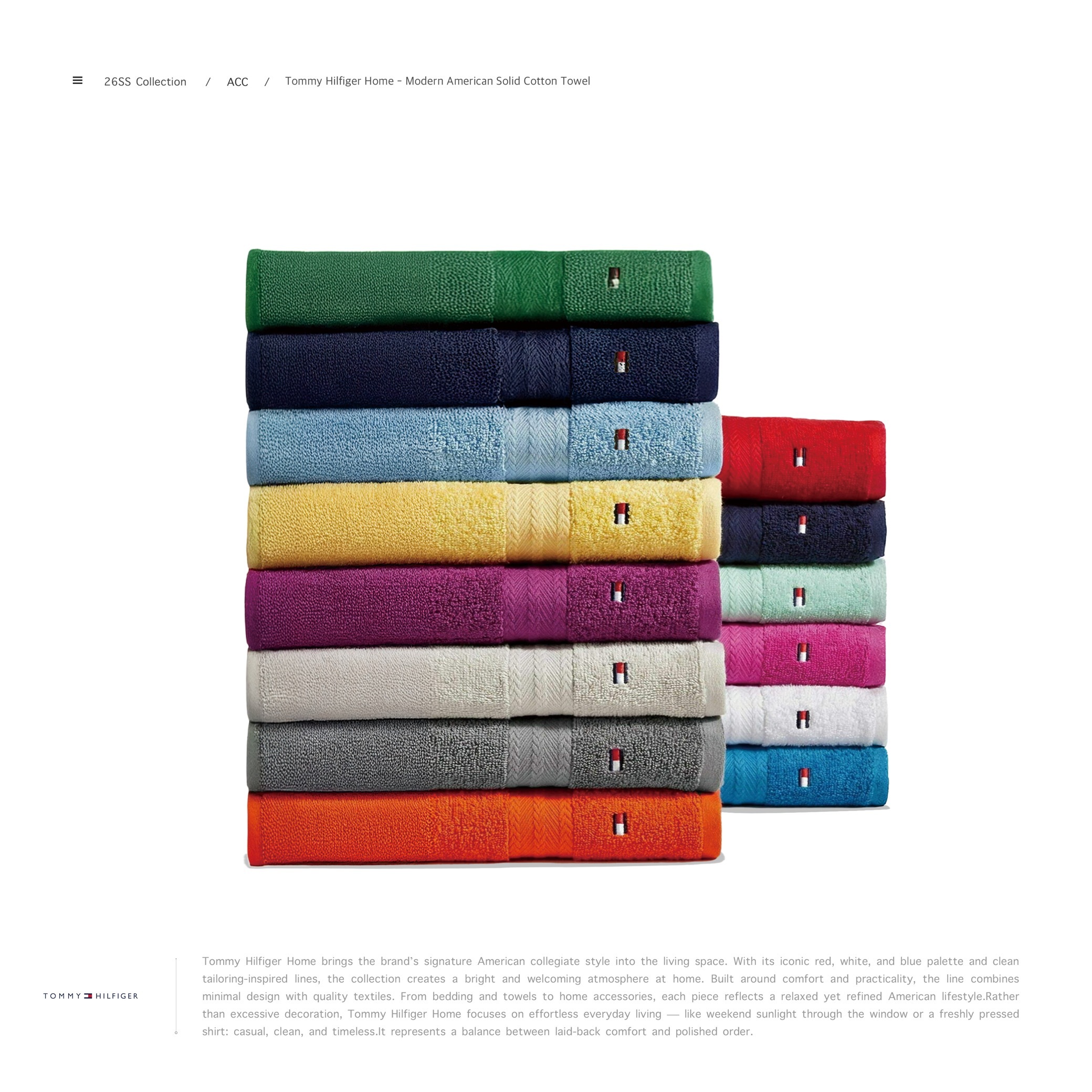 Tommy Hilfiger Home - Modern American Solid Cotton Towel