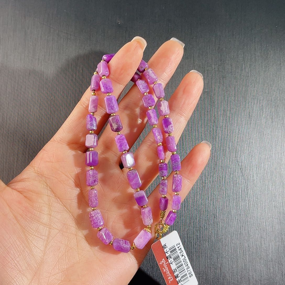 PU67 玉化紫舒俱萊18K金隨型米珠項鏈 (S678400LK5412)