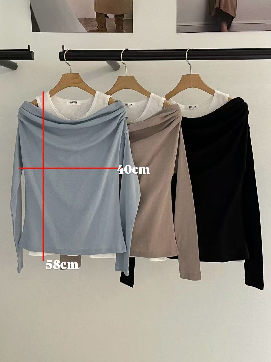 BU5523 假兩層盪盪領上衣 *特價* (充值購物金不適用)