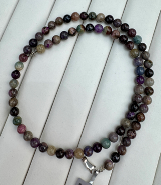 VH082 玉化炫彩圓珠項鍊6mm 連 證書