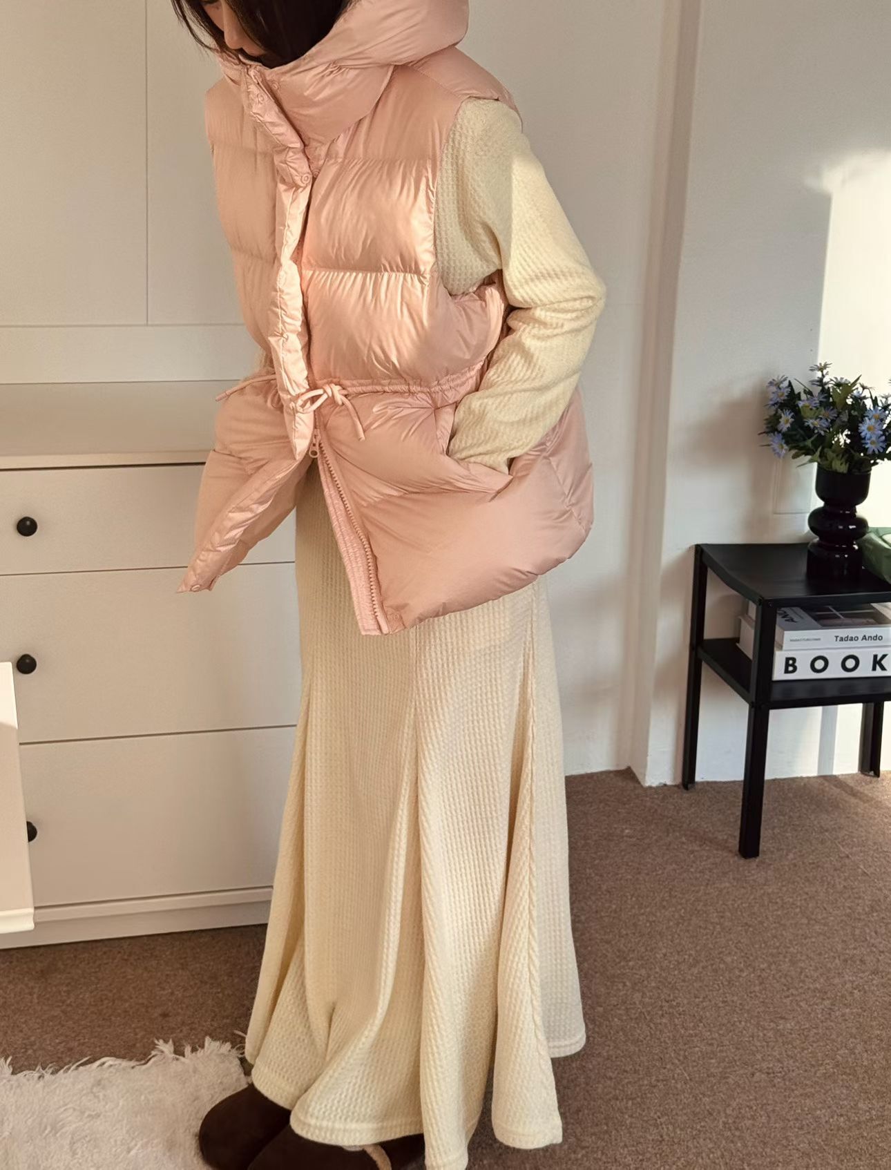 BU5536 面包抽繩連帽鴨絨背心 *特價* (充值購物金不適用)