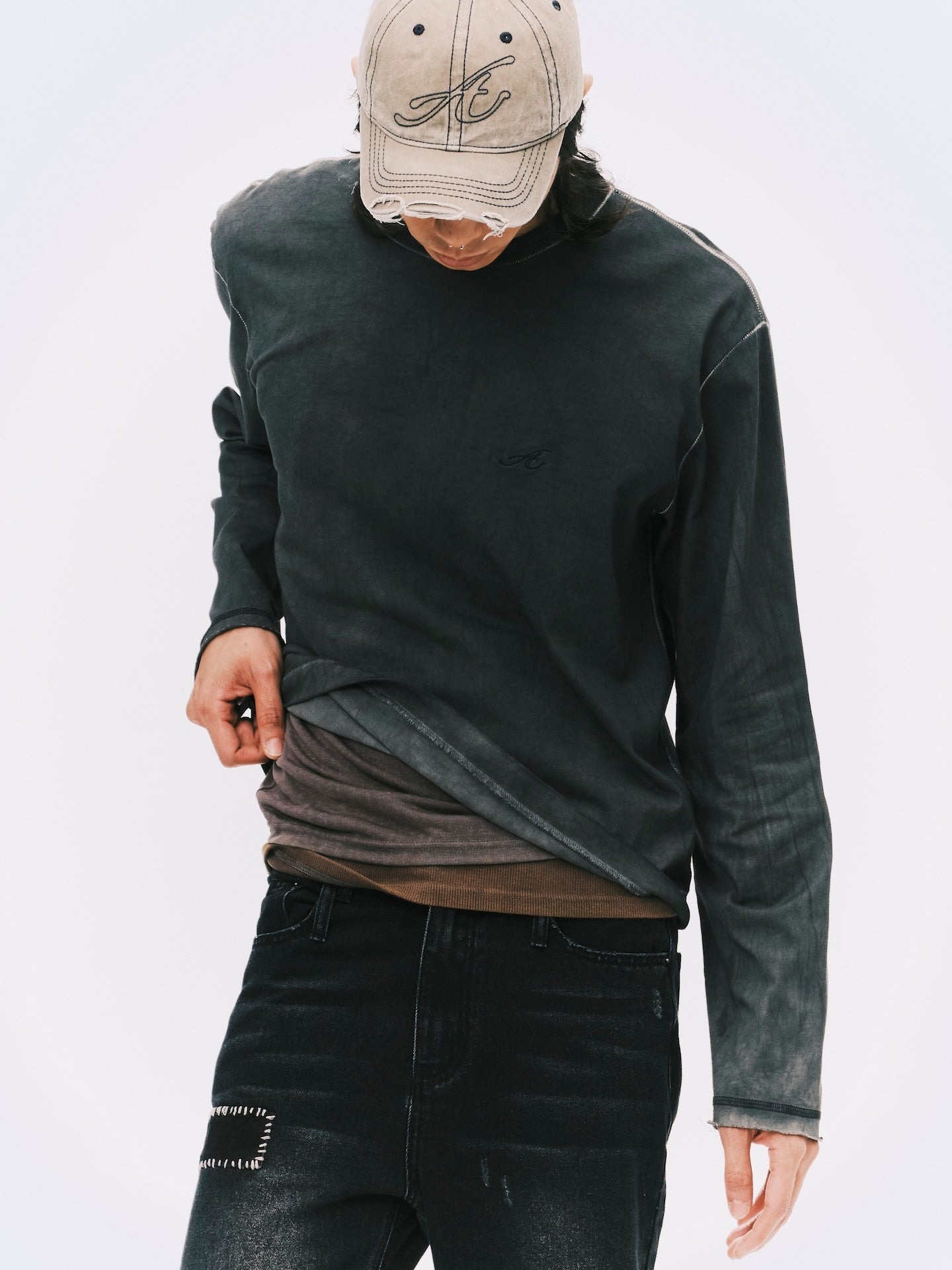 ANOWHEREMAN｜"A" Basic LS T-Shirt (Grey)