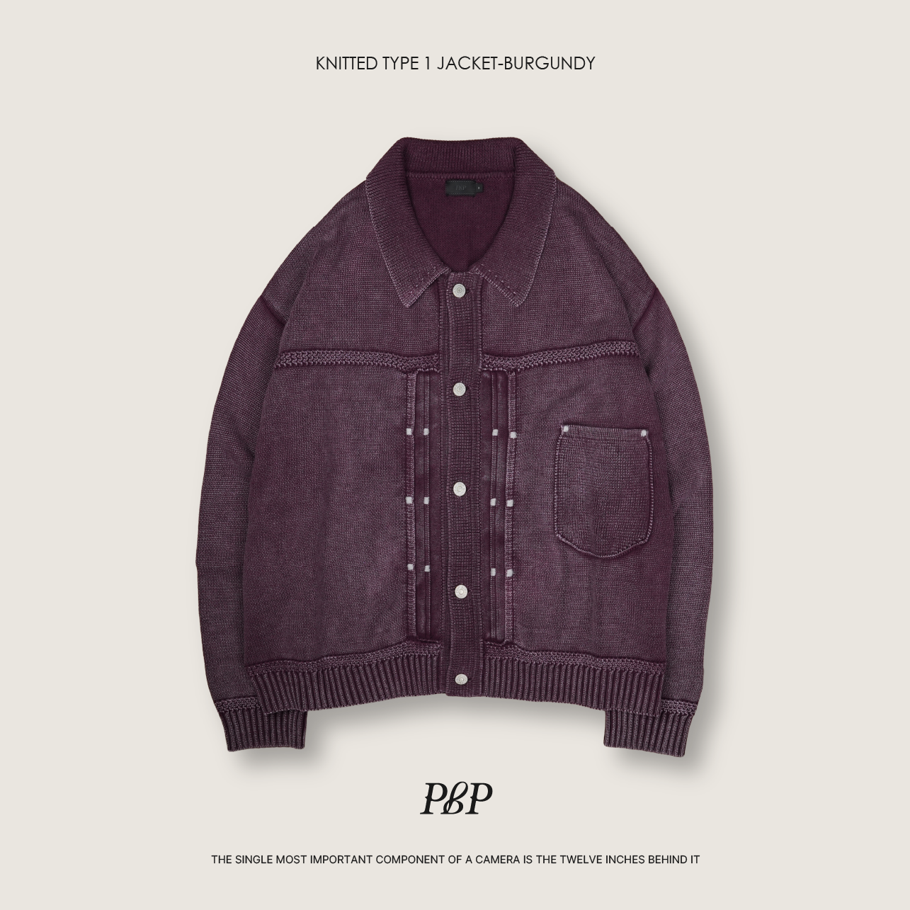 (官網限定色)P.B.P - KNITTED TYPE 1 JACKET  - BURGUNDY