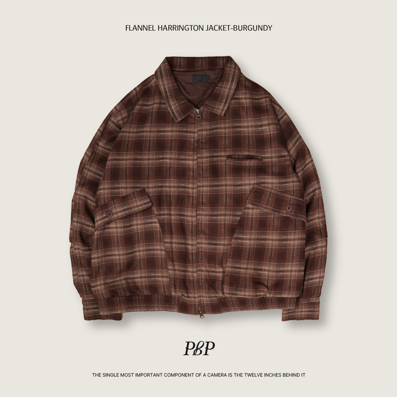 P.B.P - FLANNEL HARRINGTON JACKET  - BURGUNDY