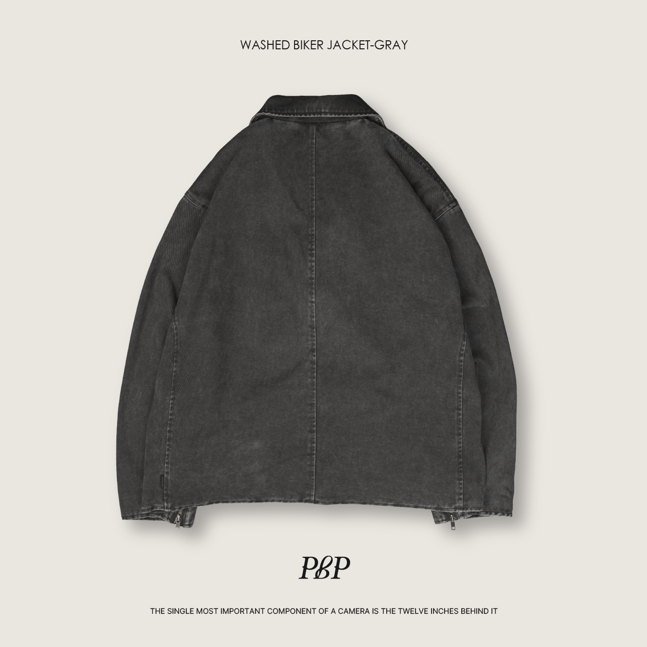 P.B.P - WASHED BIKER JACKET  - GRAY