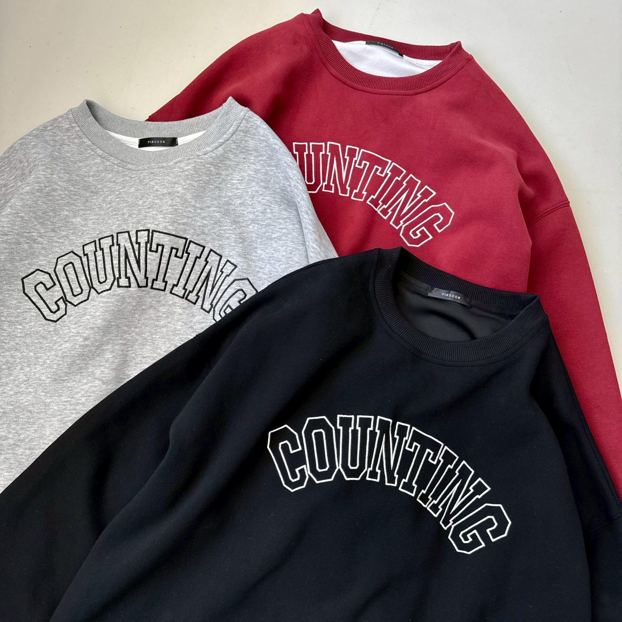 『RB』【售完不補】COUNTING 刺繡寬版大學T