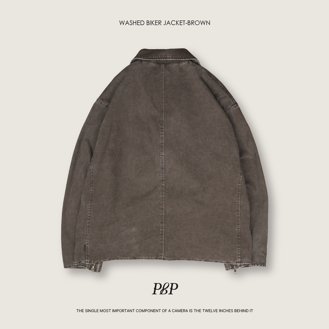 P.B.P - WASHED BIKER JACKET  - BROWN