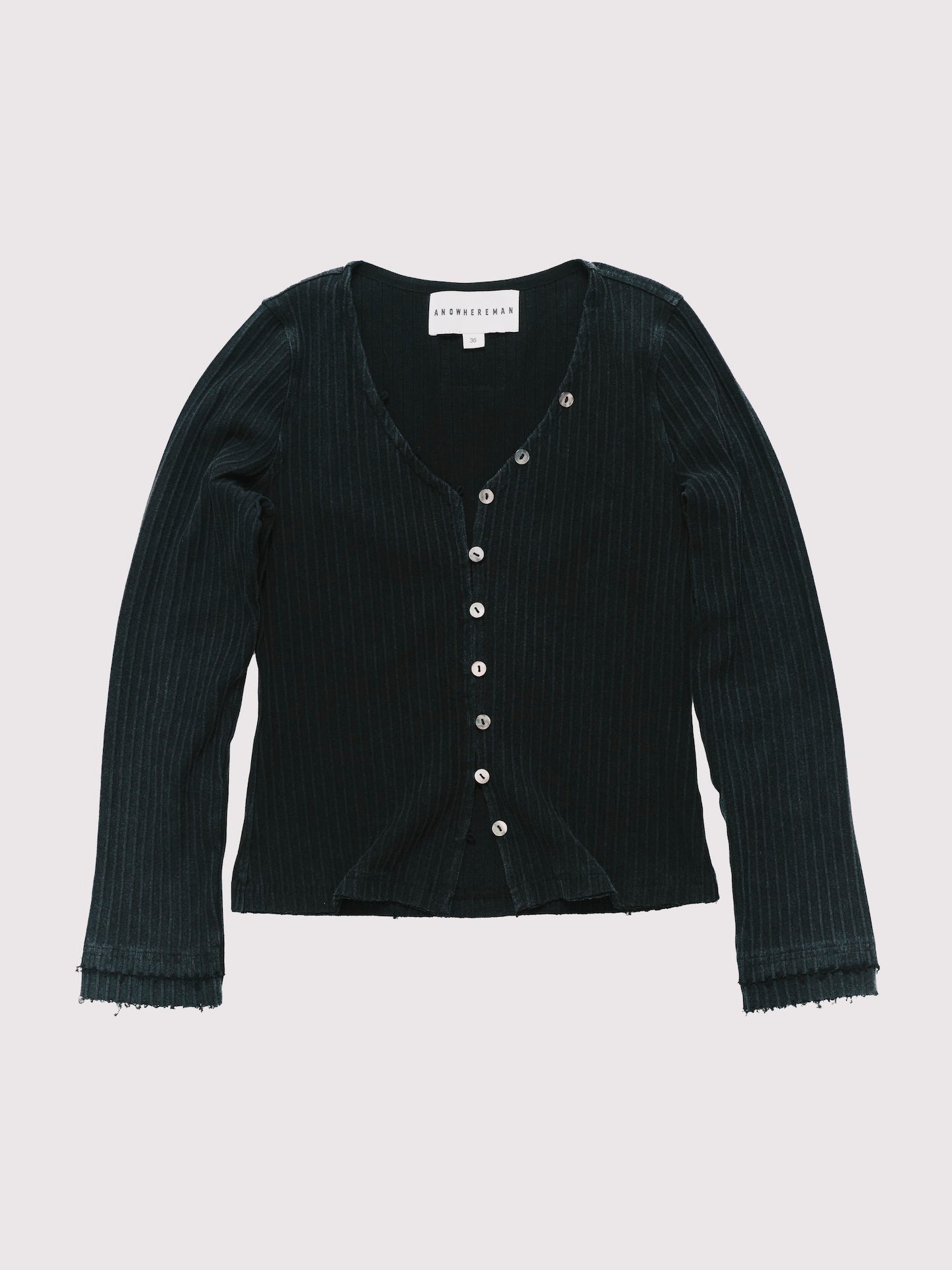 ANOWHEREMAN｜Washed Stripe Cardigan Black (Women)
